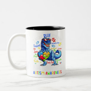 Caneca De Café Em Dois Tons Eu Visto Azul Para Meu Grande Irmão Autismo Consc