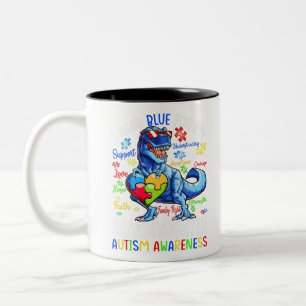 Caneca De Café Em Dois Tons Eu Visto Azul Para Minha Neta Autismo Consciência