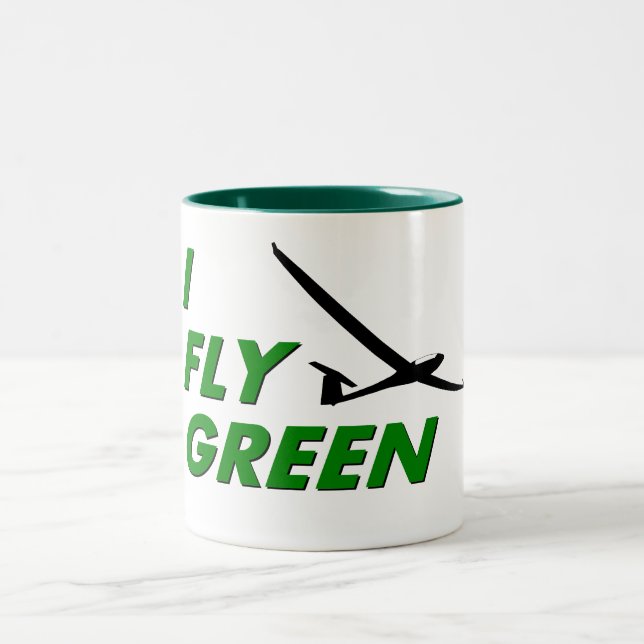Caneca De Café Em Dois Tons Eu vôo o VERDE (Centro)