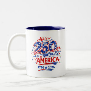 Caneca De Café Em Dois Tons EUA América 250º Aniversário Patriótico