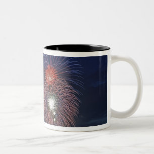 Caneca De Café Em Dois Tons EUA, Illinois, Chicago, fogos de artifício do Dia