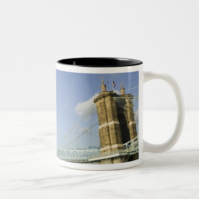 Caneca De Café Em Dois Tons EUA, Ohio, Cincinnati: Roebling Suspensão 2 (Direita)