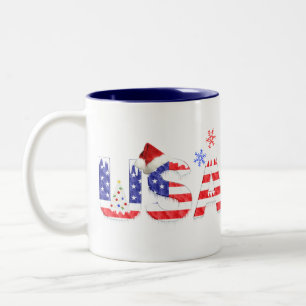 Caneca De Café Em Dois Tons EUA para o Natal