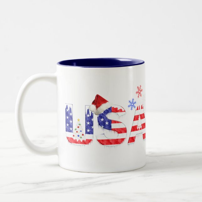 Caneca De Café Em Dois Tons EUA para o Natal (Esquerda)