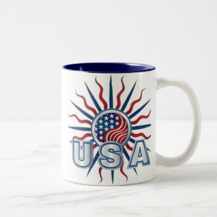 Caneca De Café Em Dois Tons EUA Starburst Yin Yang