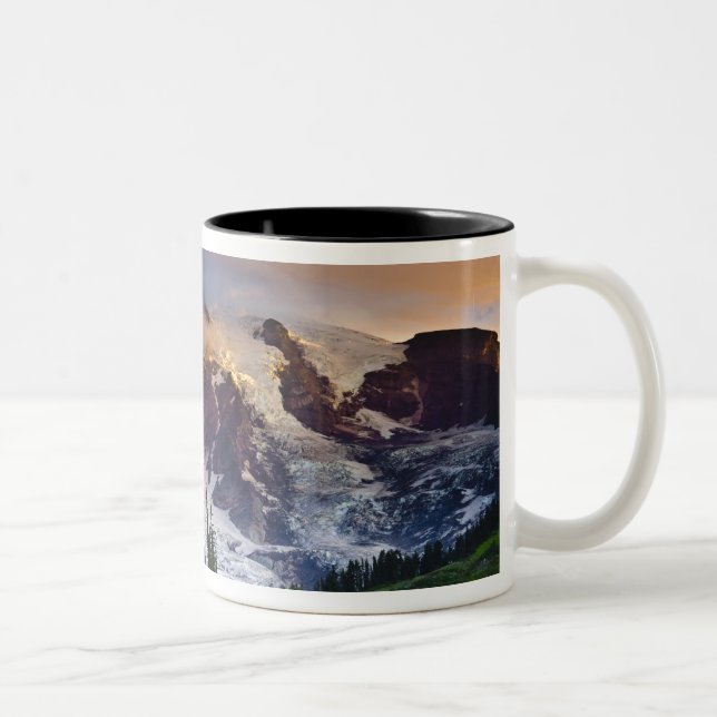 Caneca De Café Em Dois Tons EUA, Washington, Monte Rainier. Sol da manhã (Direita)