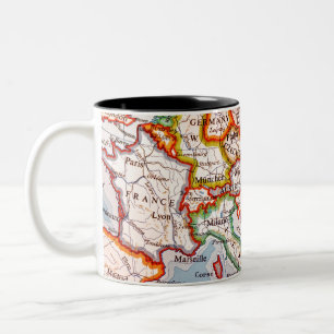 Caneca De Café Em Dois Tons Europa mapeia países do globo