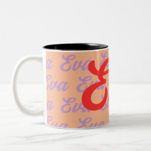 Caneca De Café Em Dois Tons Eva Name Repeating Pattern Design