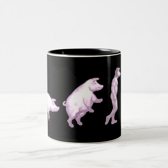 Caneca De Café Em Dois Tons Evolotion cómico dos homens (Centro)