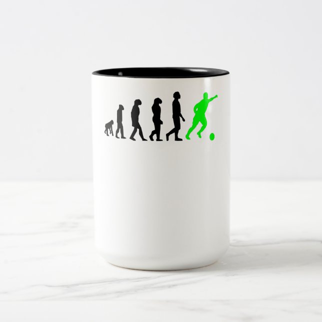 Caneca De Café Em Dois Tons Evolução do futebol (verde) (Centro)