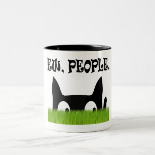 Caneca De Café Em Dois Tons Ew Pessoas Engraçada Gato, Grama Verde