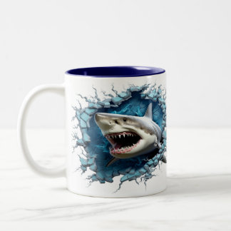 Caneca De Café Em Dois Tons excelente 3D Tubarão Branco Cãibra de Café de Caca