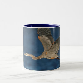 Caneca De Café Em Dois Tons Excelente Azul Heron no voo Mug de Café de Dois To