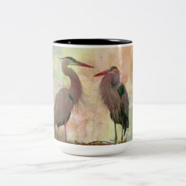 Caneca De Café Em Dois Tons Excelente Blue Heron Pair Digital Art Coffee Mug