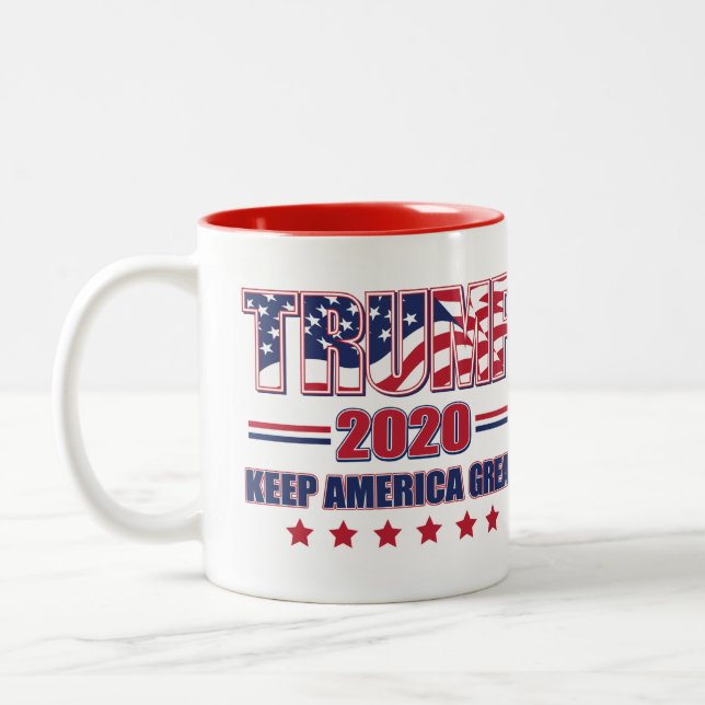 Caneca De Café Em Dois Tons Excelente Trump 2020 Keep America (Esquerda)