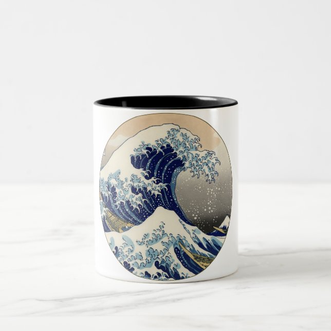Caneca De Café Em Dois Tons Excelente Wave Kanagawa - Pintura Japonesa (Centro)
