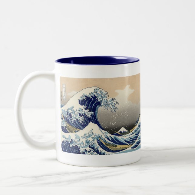Caneca De Café Em Dois Tons Excelente Wave Kanagawa - Pintura Japonesa (Esquerda)