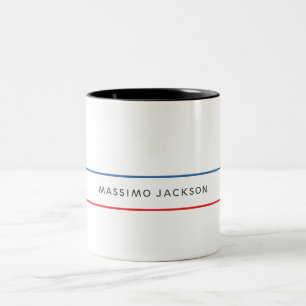 Caneca De Café Em Dois Tons Exclusivo Pessoal Moderno Azul Branco Vermelho