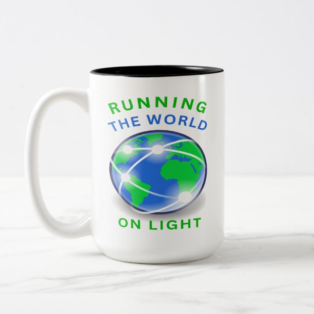 Caneca De Café Em Dois Tons Executando o Mundo com Luz (Esquerda)
