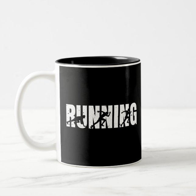 Caneca De Café Em Dois Tons Executando| Runner| Maraton (Esquerda)