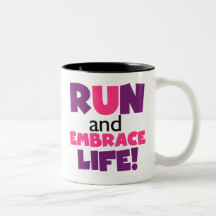 Caneca De Café Em Dois Tons Executar Embrace Life Pink