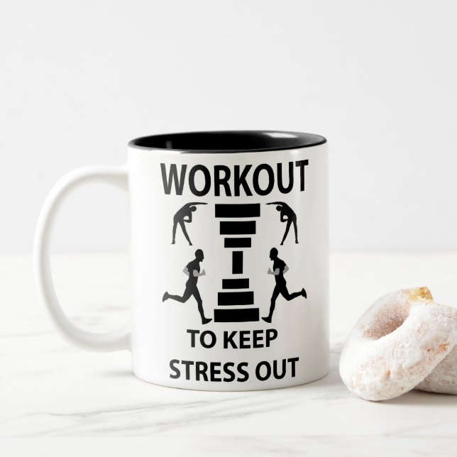Caneca De Café Em Dois Tons Exercício de condicionamento físico Ginásio (Com Donut)