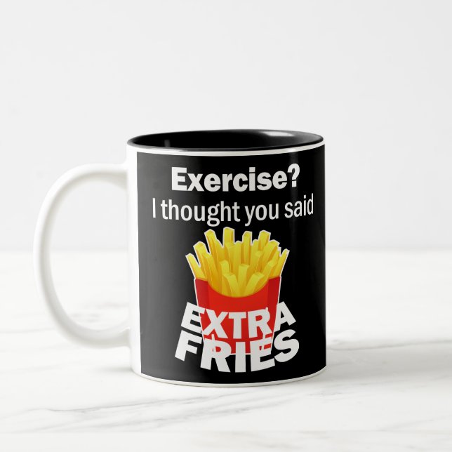 Caneca De Café Em Dois Tons Exercício eu pensei que você disse batatas fritas  (Esquerda)