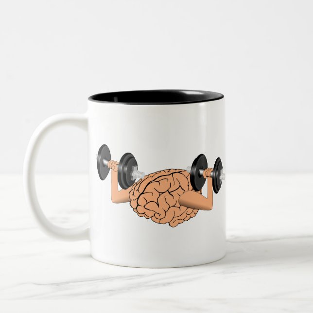 Caneca De Café Em Dois Tons Exercite o cérebro (Esquerda)
