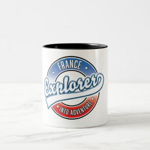 Caneca De Café Em Dois Tons explorador da França na aventura