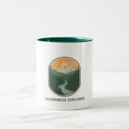Caneca De Café Em Dois Tons Explorador de Selvagem Personalizado Montanha Retr