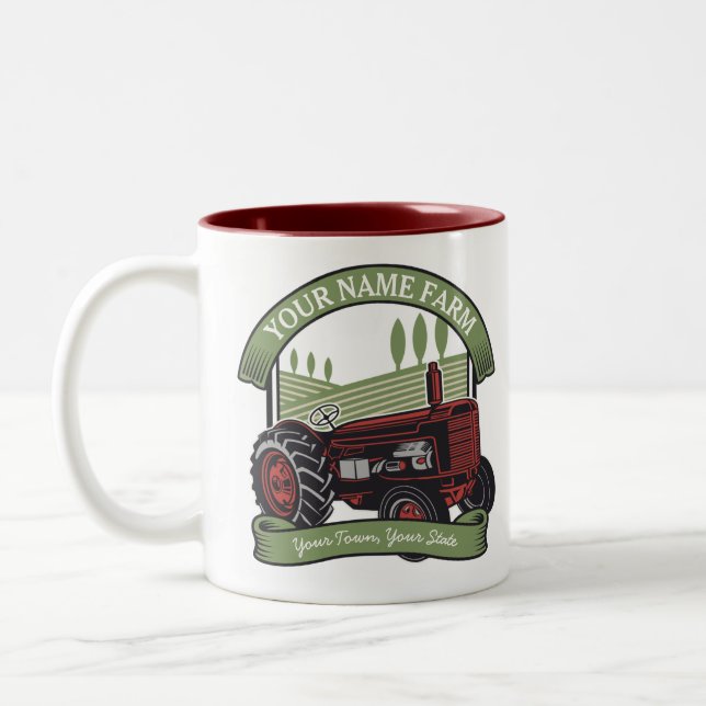 Caneca De Café Em Dois Tons Explorador Terrestre Personalizado De Fazendas Vin (Esquerda)