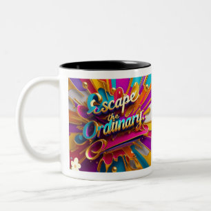 Caneca De Café Em Dois Tons "Explore, Descubra, Escape"