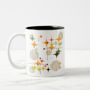 Caneca De Café Em Dois Tons Explosões Estelares e Globos Moderno de Meados do