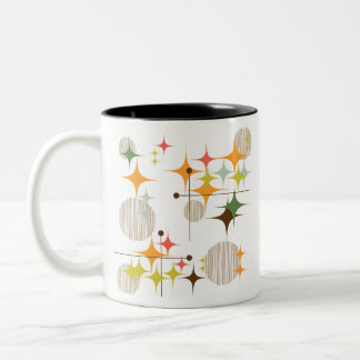 Caneca De Café Em Dois Tons Explosões Estelares e Globos Moderno de Meados do