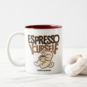 Caneca De Café Em Dois Tons Expresse-se Espresso Café Gato Fofo – Cafeína Dive