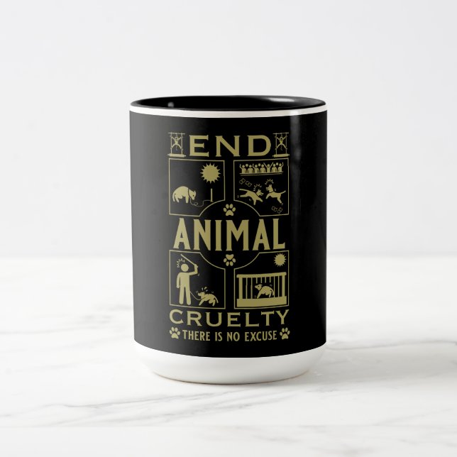 Caneca De Café Em Dois Tons Extremidade da crueldade animal (Centro)
