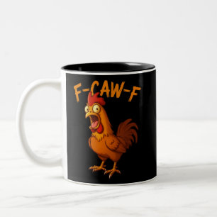 Caneca De Café Em Dois Tons F-Caw-F Humor de Frango Engraçado F-Caw-F Citação 