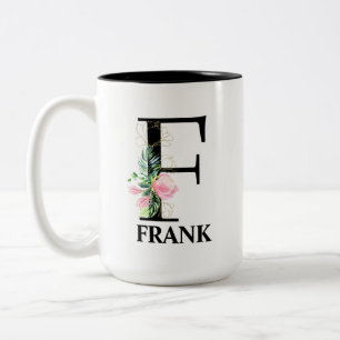 Caneca De Café Em Dois Tons F Monograma bonito Inicial