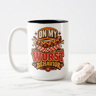 Caneca De Café Em Dois Tons Fã da Festa de Salsicha com Comportamento Wurst