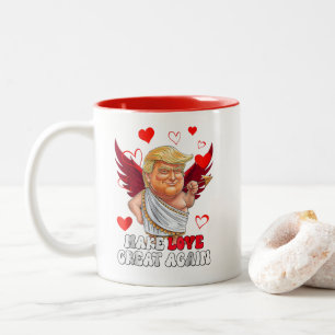 Caneca De Café Em Dois Tons Faça Excelente De Amor Novamente Trump Cupid Dia d