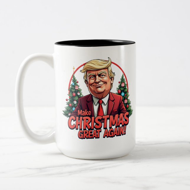 Caneca De Café Em Dois Tons Faça Excelente de Natal novamente Mug (Esquerda)