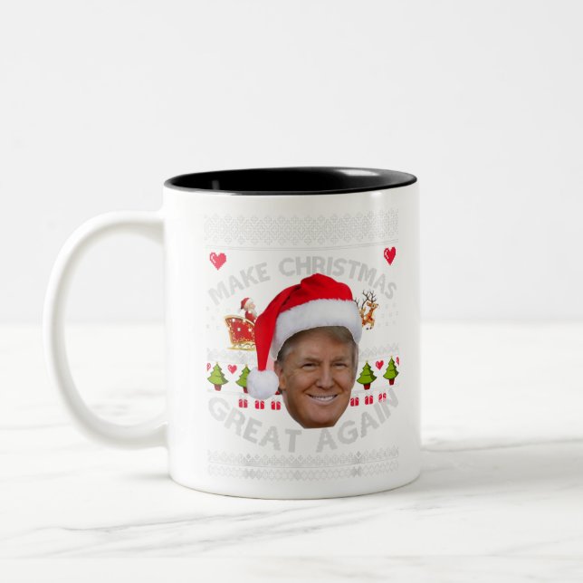 Caneca De Café Em Dois Tons Faça o excelente de Natal de novo. (Esquerda)