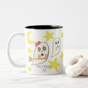 Caneca De Café Em Dois Tons Faça um tesouro pelo trabalho de arte do seu filho