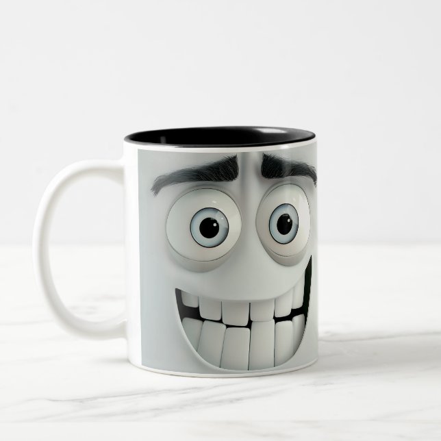 Caneca De Café Em Dois Tons Face Sarcástica 3D (Esquerda)