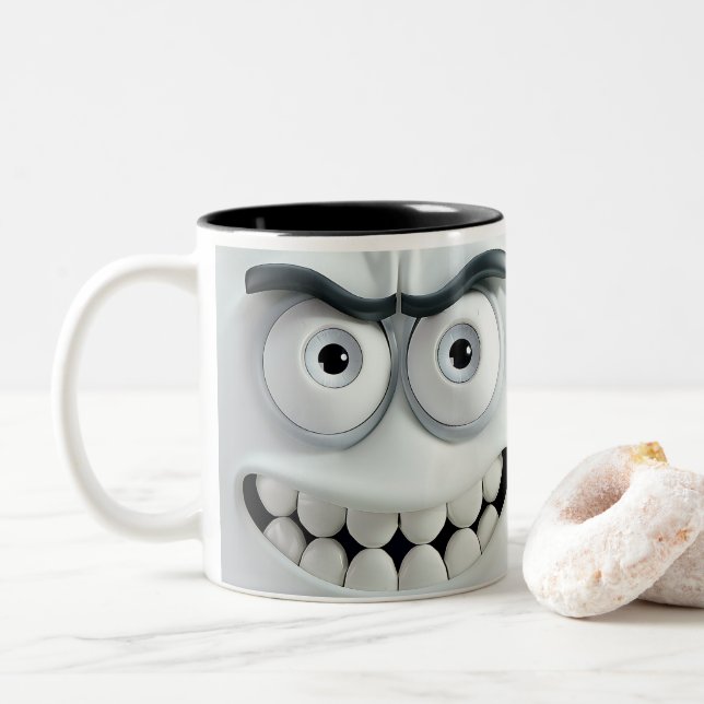 Caneca De Café Em Dois Tons Face Sarcástica 3D (Com Donut)