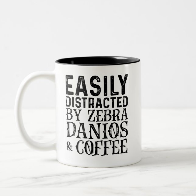 Caneca De Café Em Dois Tons Fácil Distração De Zebra Danios E Café (Esquerda)