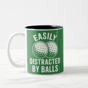 Caneca De Café Em Dois Tons Facilmente Distraído por Bolas Golfe Divertido Bol