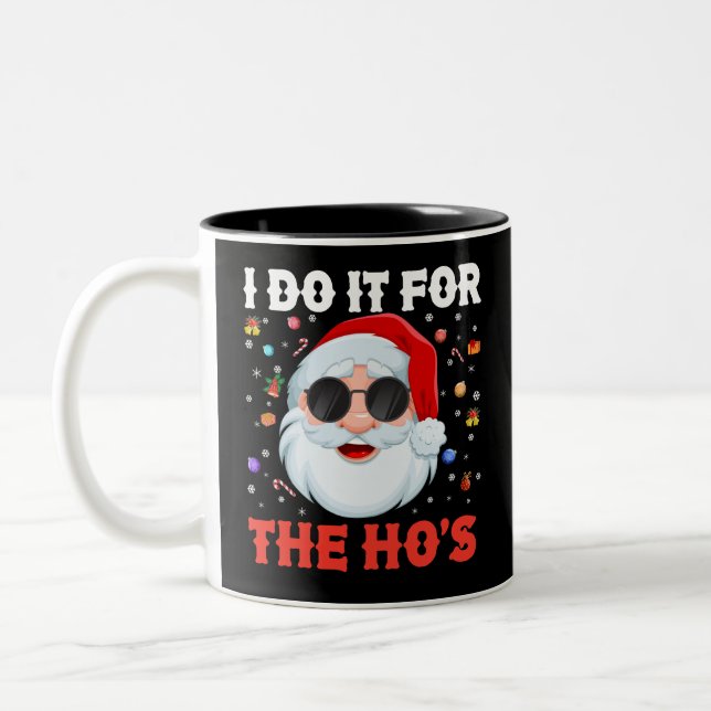 Caneca De Café Em Dois Tons Faço isso pelo Natal inapropriado da Ho (Esquerda)
