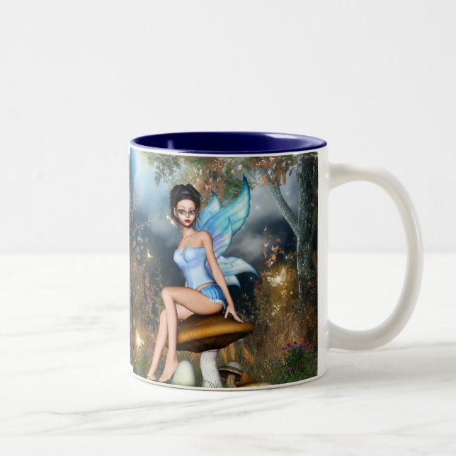 Caneca De Café Em Dois Tons Fada bonito de assento (Direita)