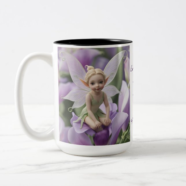 Caneca De Café Em Dois Tons Fada da Flor de Ervilha-de-cheiro (Esquerda)